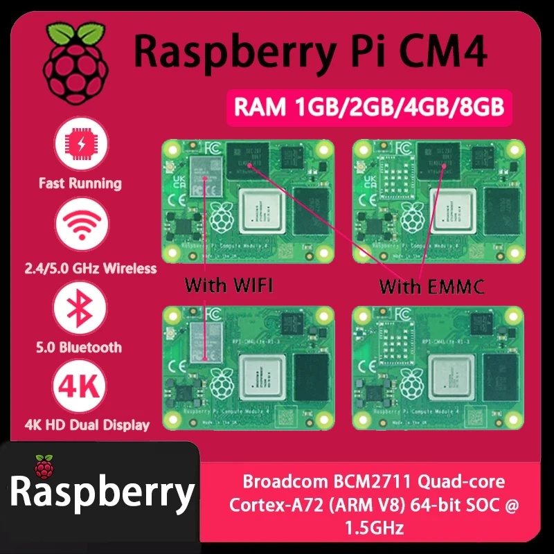 Compute Module 4 32Gb Wifi - 라즈베리 파이 CM4, 1GB/2GB/4GB/8GB RAM, Rpi